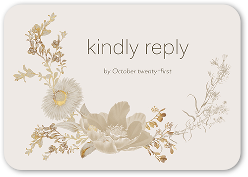 Golden Grace Wedding Response Card, Gray, Pearl Shimmer Cardstock, Rounded, Gray