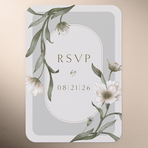 Enveloping Perennial Wedding Response Card, Gray, 100% Recycled Cardstock ?, Rounded