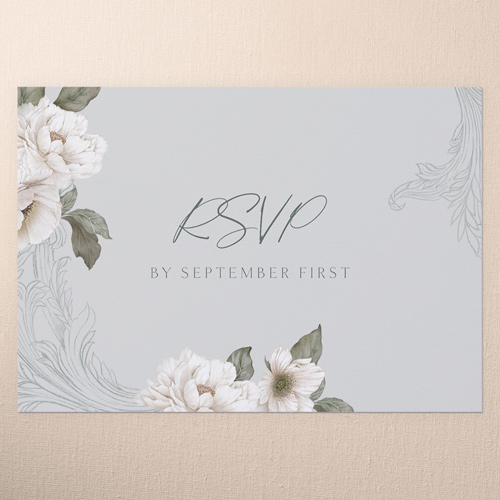 Peaceful Flowers Wedding Response Card, Grey, Matte, 100% Recycled Cardstock , Square, Silver