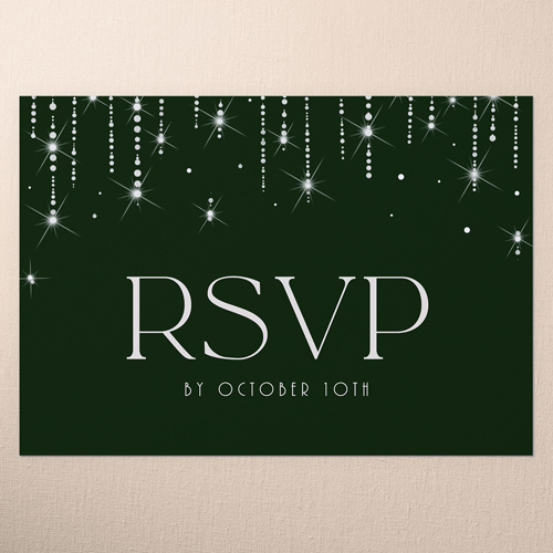 Adorned Glimmer Wedding Response Card, Green, Matte, Signature Smooth Cardstock, Square, Leafy