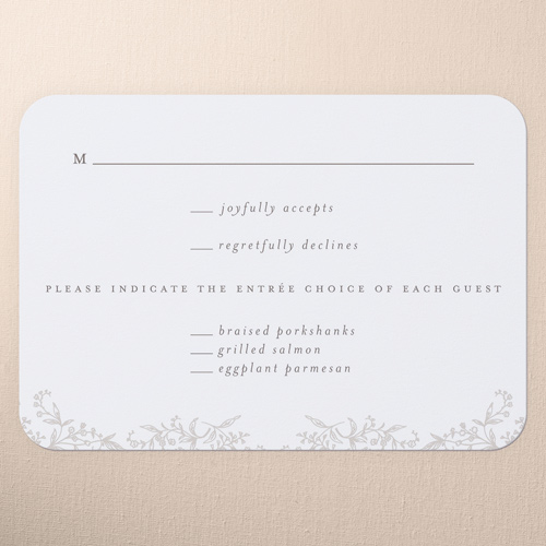 Delicate Florals Wedding Response Card, White, Write Your Own Greeting, Pearl Shimmer Cardstock, Rounded, White