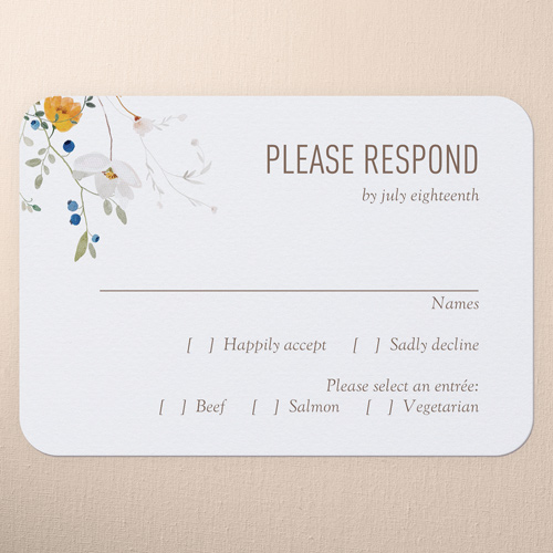 Tranquil Flowers Wedding Response Card, White, Write Your Own Greeting, Matte, Signature Smooth Cardstock, Rounded