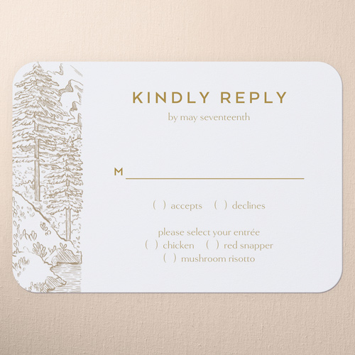 Alpine Affection Wedding Response Card, Brown, Write Your Own Greeting, 100% Recycled Cardstock , Rounded