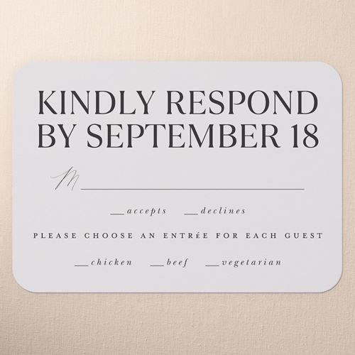 Official Headlines Wedding Response Card, Beige, Matte, Signature Smooth Cardstock, Rounded