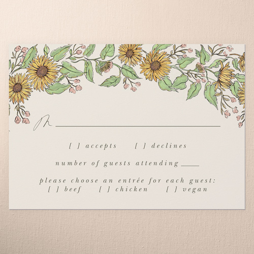 Sunflower Scenery Wedding Response Card, Beige, Write Your Own Greeting, Matte, Signature Smooth Cardstock, Square