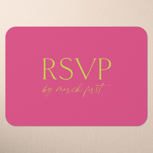 Editable Edition Wedding Response Card, Pink, Write Your Own Greeting, Pearl Shimmer Cardstock, Rounded