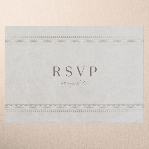 Baroque Border Wedding Response Card, Brown, Write Your Own Greeting, Matte, Pearl Shimmer Cardstock, Square, Taupe