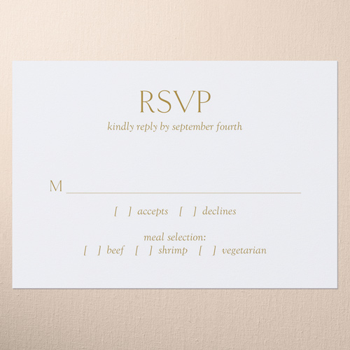 Editable Icon Wedding Response Card, Yellow, Write Your Own Greeting, Matte, Pearl Shimmer Cardstock, Square