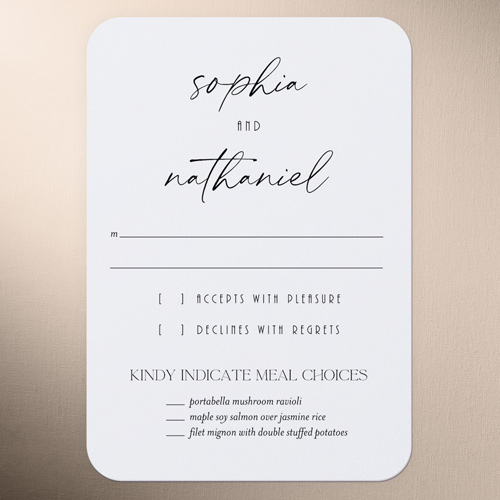 Soothing Showcase Wedding Response Card, Black, Write Your Own Greeting, Pearl Shimmer Cardstock, Rounded