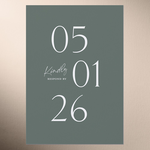 Staggered Type Wedding Response Card, Green, Matte, Signature Smooth Cardstock, Square, Green