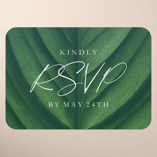 Leafy Lush Wedding Response Card, Green, 100% Recycled Cardstock , Rounded, Dark Green