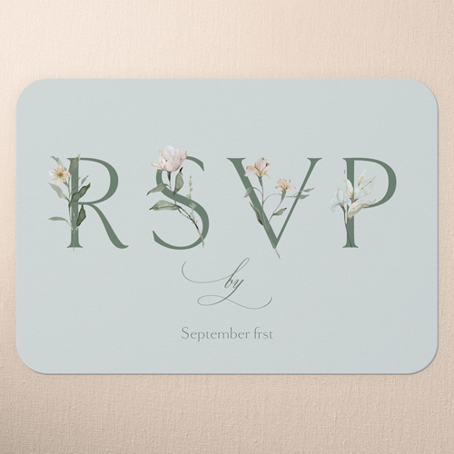 Monogram Bouquet Wedding Response Card, White, 100% Recycled Cardstock , Rounded, White
