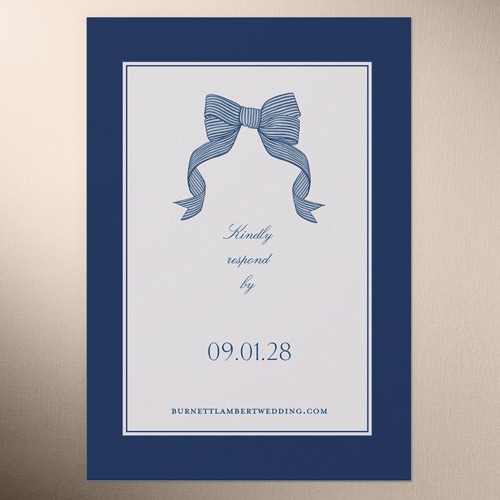 Classical Bow Wedding Response Card, Blue, Matte, 100% Recycled Cardstock , Square, Blueberry