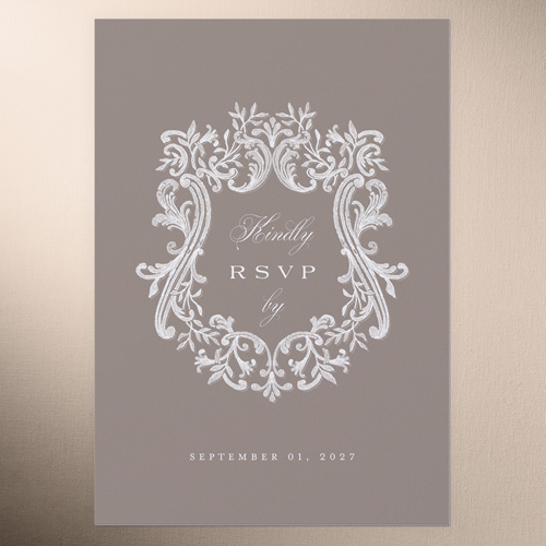 Majestic Emblem Wedding Response Card, White, Matte, 100% Recycled Cardstock , Square, White