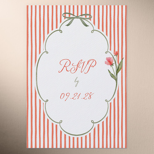 Watercolor Wildflowers Wedding Response Card, Red, Matte, Pearl Shimmer Cardstock, Square, Red