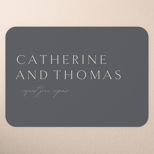 Smooth Sweeping Script Wedding Response Card, Gray, Pearl Shimmer Cardstock, Rounded, Gray