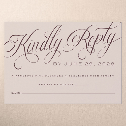 The Wedding Of Wedding Response Card, Red, Matte, Pearl Shimmer Cardstock, Square, Rich Burgundy