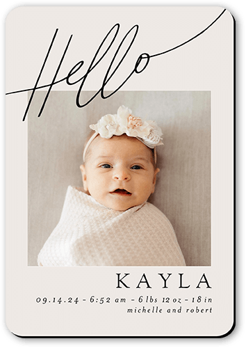 Elegant Howdy Birth Announcement, Grey, Magnet, Matte