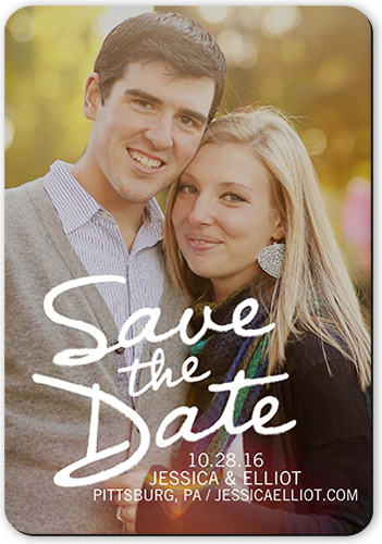 Sweet Script Save The Date, White, Matte