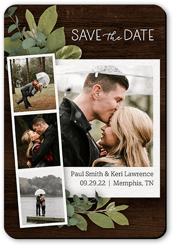 Stemmed Snapshot Save The Date, Brown, Magnet, Matte