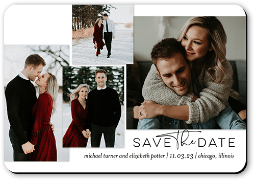 Ecstatic Engagement Save The Date, White, Magnet, Matte