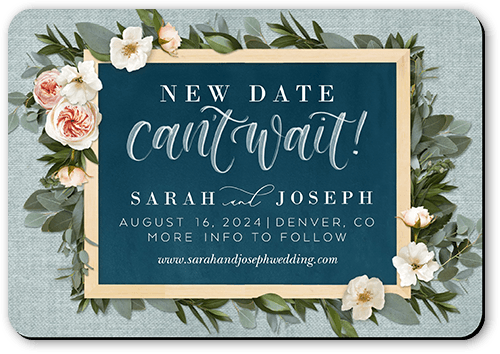 Bohemian Flowers Save The Date, Green, Magnet, Matte