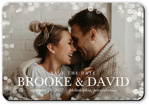 All Around Bokeh Save The Date, White, Magnet, Matte