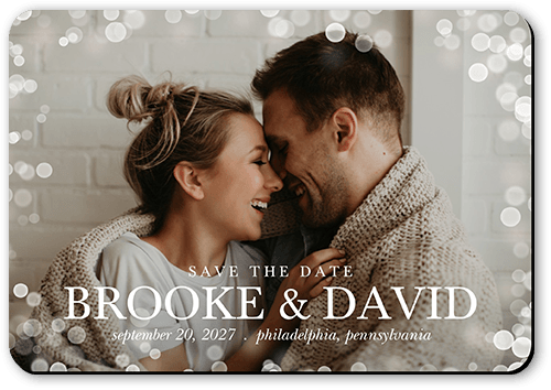 All Around Bokeh Save The Date, White, Magnet, Write Your Own, Matte