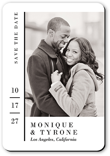 Down The Line Save The Date, White, Magnet, Matte