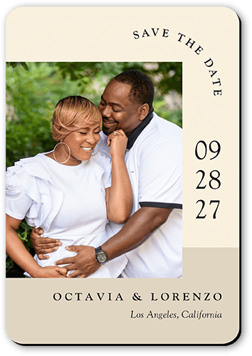 Two Become One Save The Date, Beige, Magnet, Matte