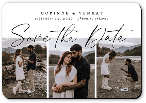 Overlapping Memories Save The Date, White, Magnet, Matte