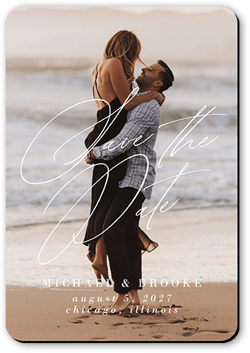 The Time Is Set Save The Date, none, White, Magnet, Matte