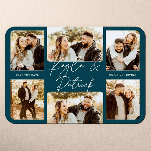 Lovely Lettering Save The Date, Blue, none, Magnet, Matte