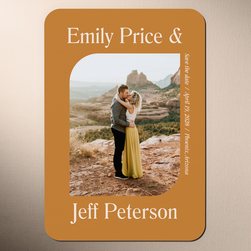 Sleek Elegance Save The Date, none, Orange, Magnet, Matte, Ripe Mango