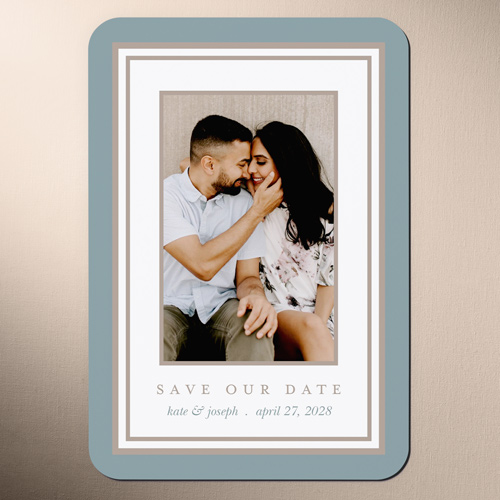 Encased Beauty Save The Date, Blue, none, Magnet, Matte