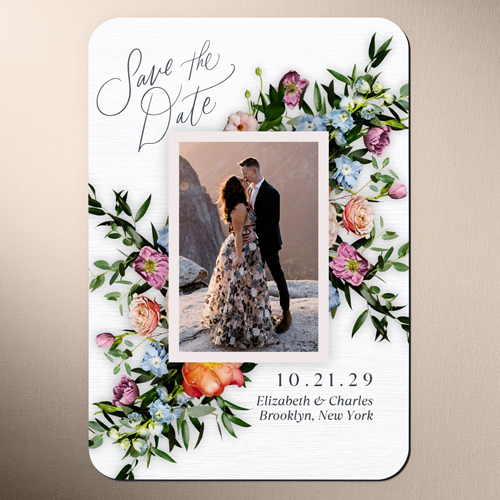 Stunning Bouquet Save The Date, White, Magnet, Matte, White