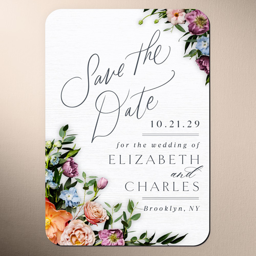 Stunning Corners Save The Date, White, Magnet, Matte, White