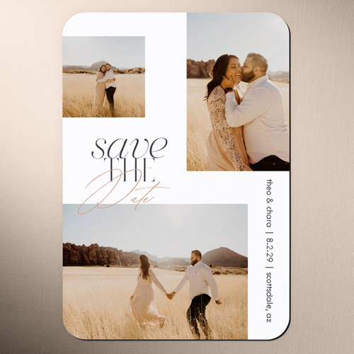 Subtle Chic Save The Date, White, Magnet, Matte, White