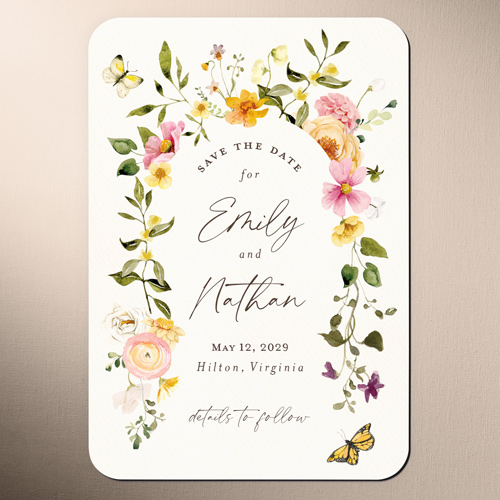 Floral Embrace Save The Date, Beige, Magnet, Matte, Beige