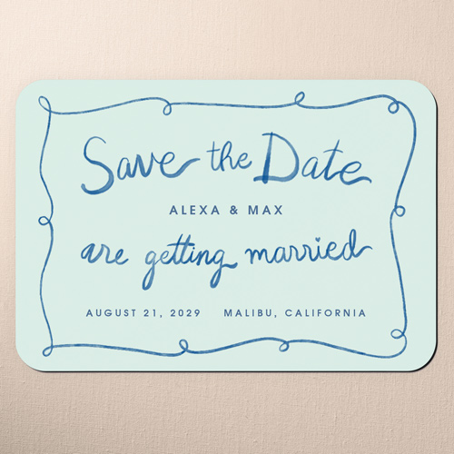 Doodle Frame Save The Date, Green, Magnet, Matte, Basil