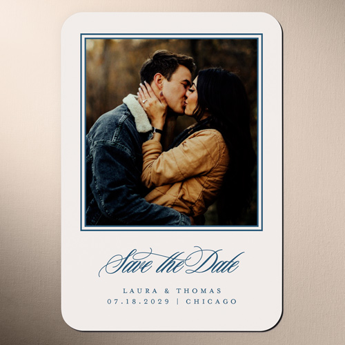 Framed Devotion Save The Date, Blue, Magnet, Matte, Blue Suede