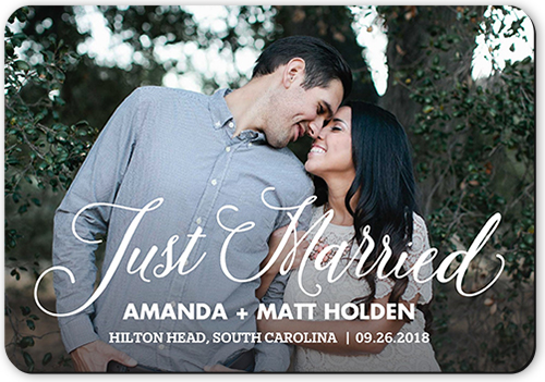 Special Moment Script Wedding Announcement, White, Magnet, Matte, White