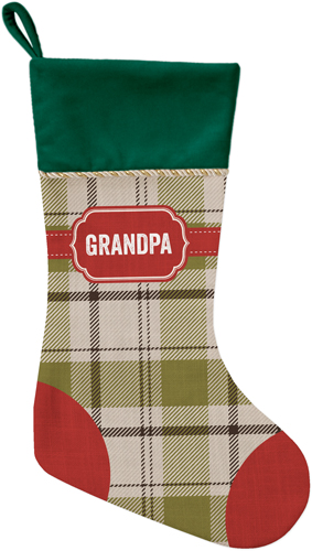 Classic Badge Name Christmas Stocking, Green, Multicolor