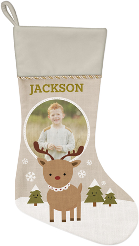 My Reindeer Christmas Stocking, Natural, Beige