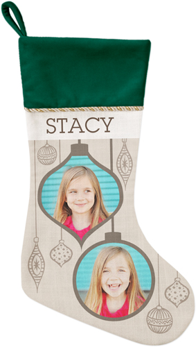Stylish Ornaments Christmas Stocking, Green, Beige