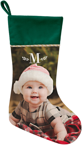 Keyline Monogram Christmas Stocking, Green, White