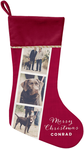 Gallery of Three Filmstrip Christmas Stocking, Red, Multicolor