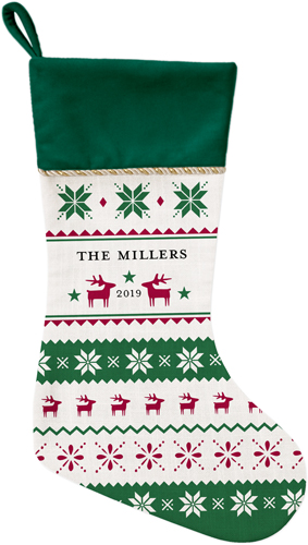 Fair Isle Christmas Stocking, Green, Green, forest
