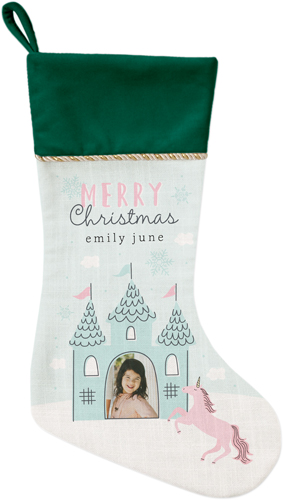 Princess Castle Christmas Christmas Stocking, Green, Blue