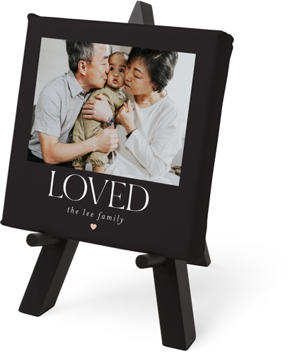 Loved Heart Tabletop Canvas Print, 6x6, No Frame, Tabletop Canvas, Gray